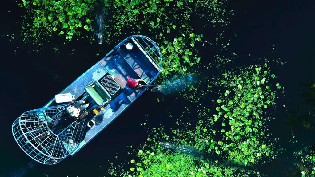 Airboat traveling through swamp in GTA 6 side missions