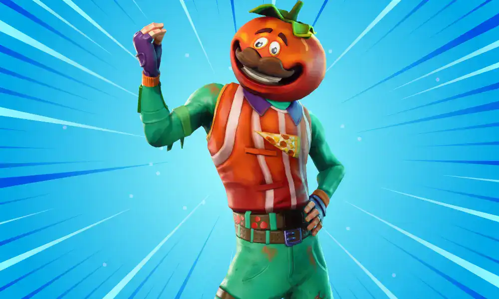 Tomatohead posing confidently, standing out as one of Fortnite’s funniest skins.