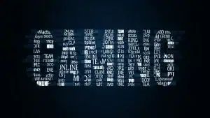 Gaming nicknames visual word art shaped like the word GAMING using terms like MMO, online, team, and multiplayer.