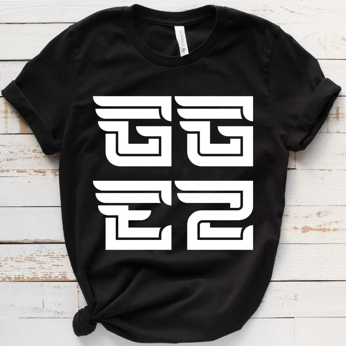 Black t-shirt with bold white GG EZ design, a stylish and funny gaming shirt for competitive players.